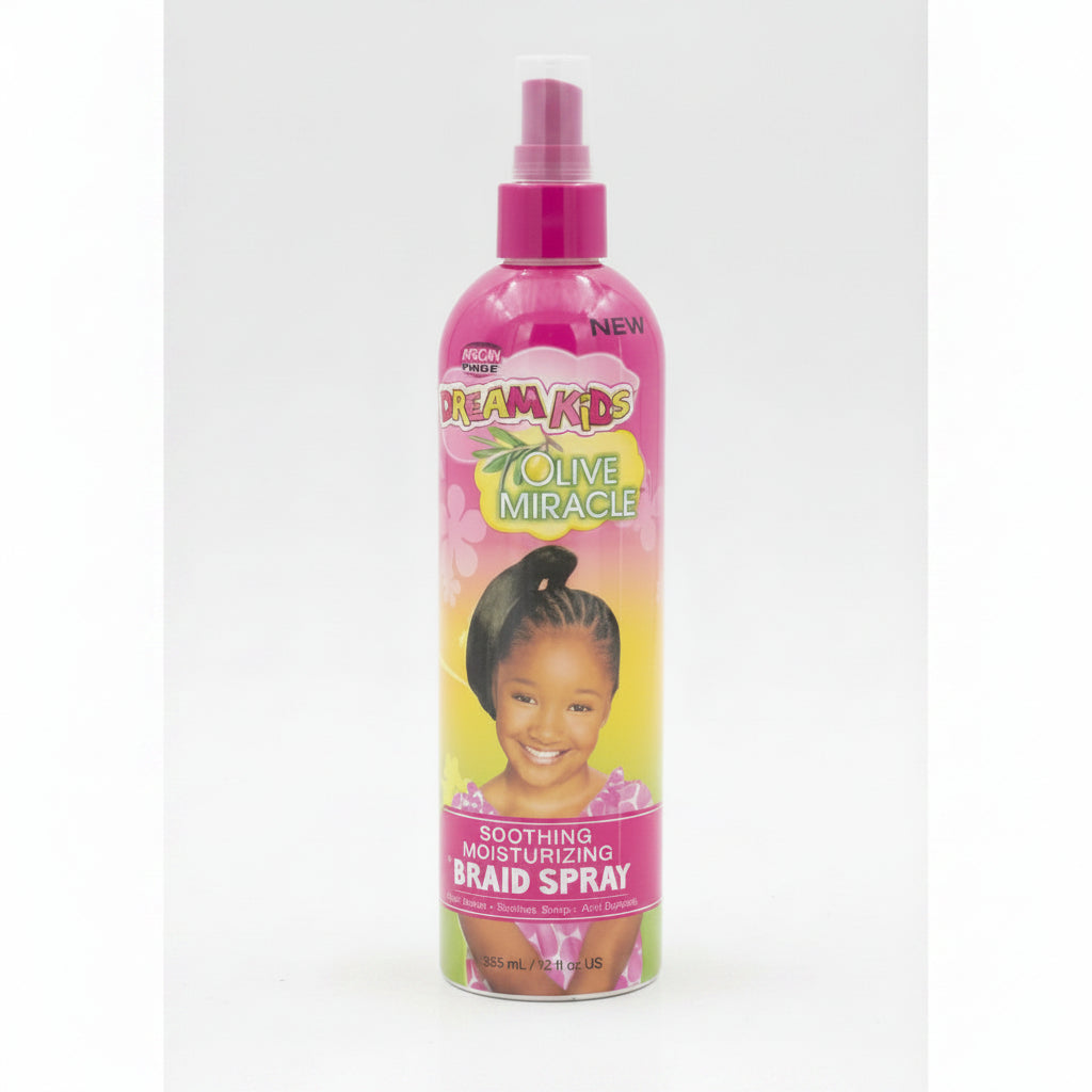 Dream Kids Olive Miracle braid spray bottle on a white background