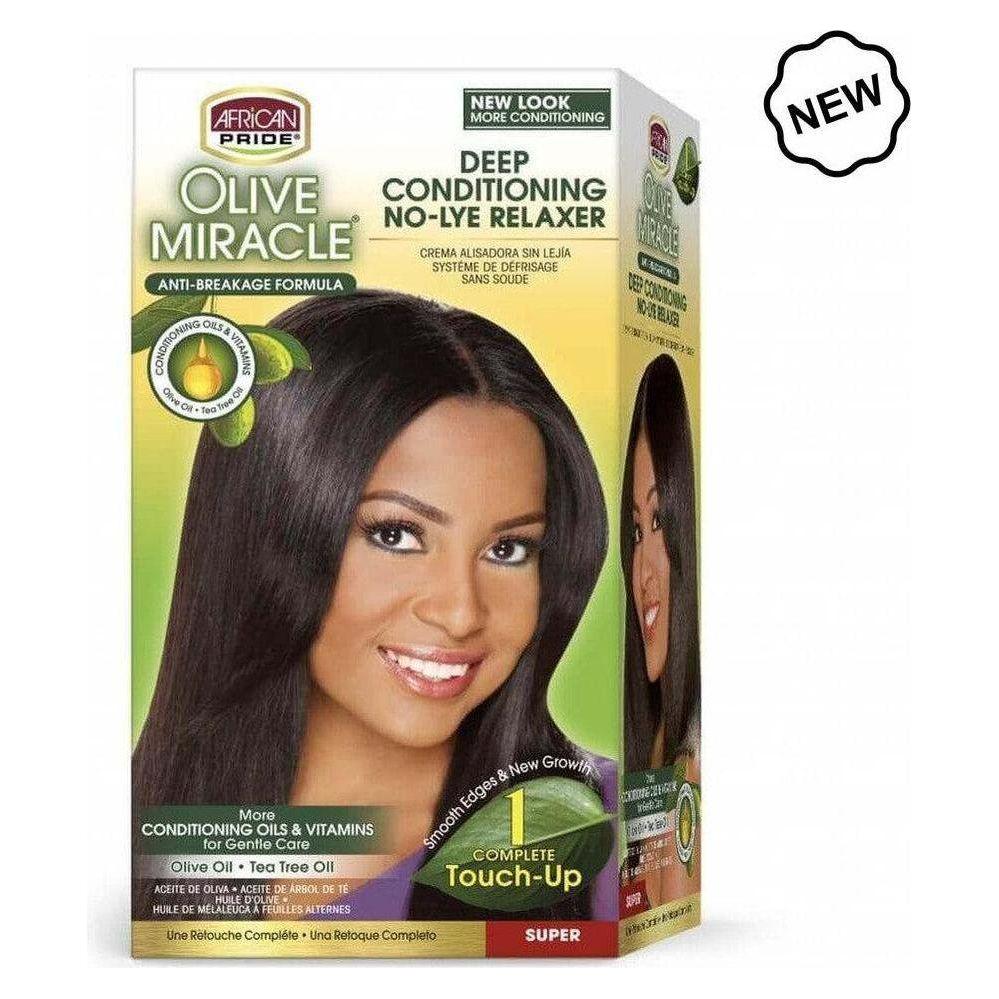 African Pride Olive Miracle Deep Conditioning No-Lye Relaxer Touch Up Super