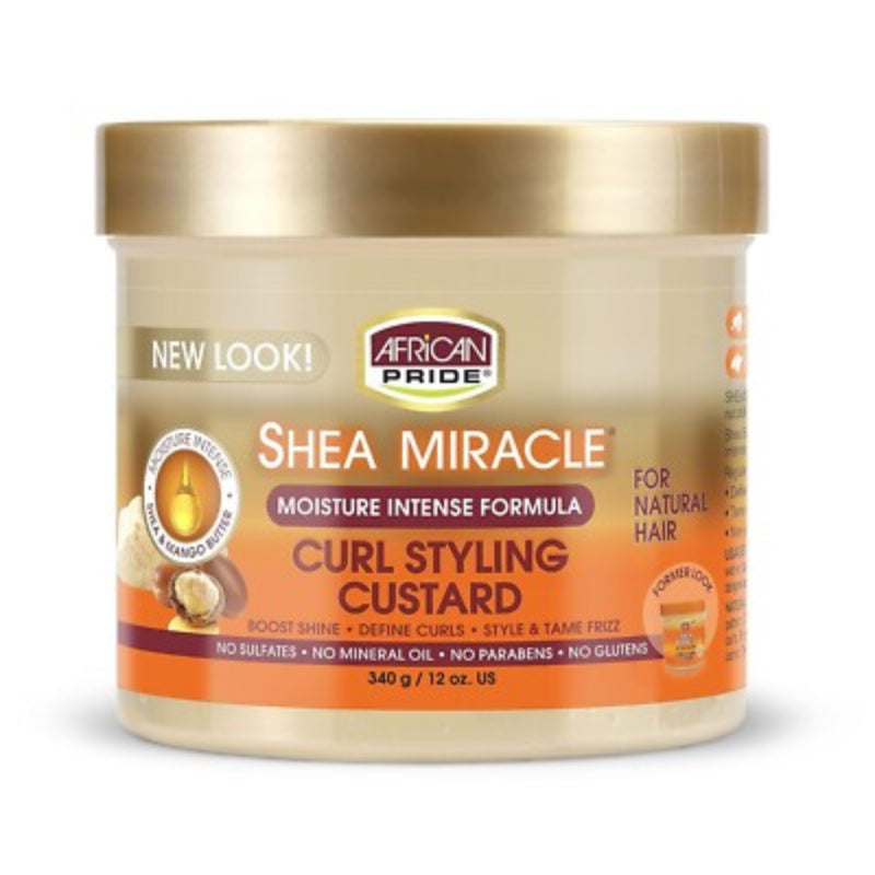 African Pride Shea Miracle Curl Styling Custard jar on a white background