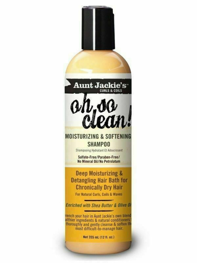 Aunt Jackie's oh so clean! shampoo bottle on a white background