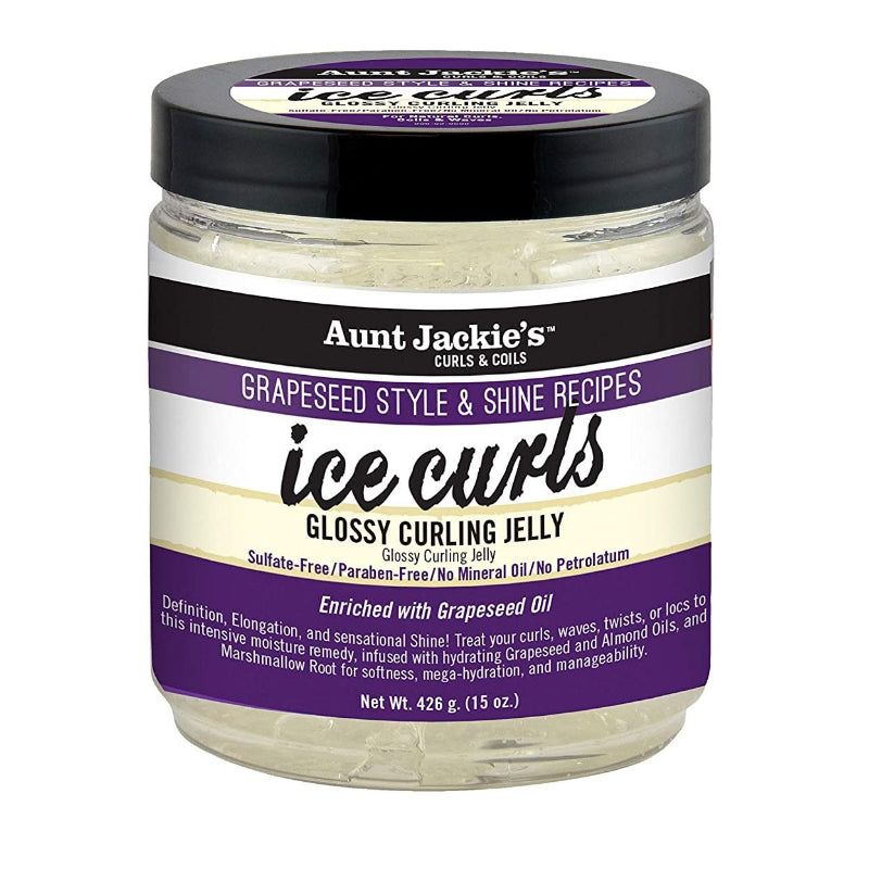 Jar of Aunt Jackie's Ice Curls Glossy Curling Jelly on a white background