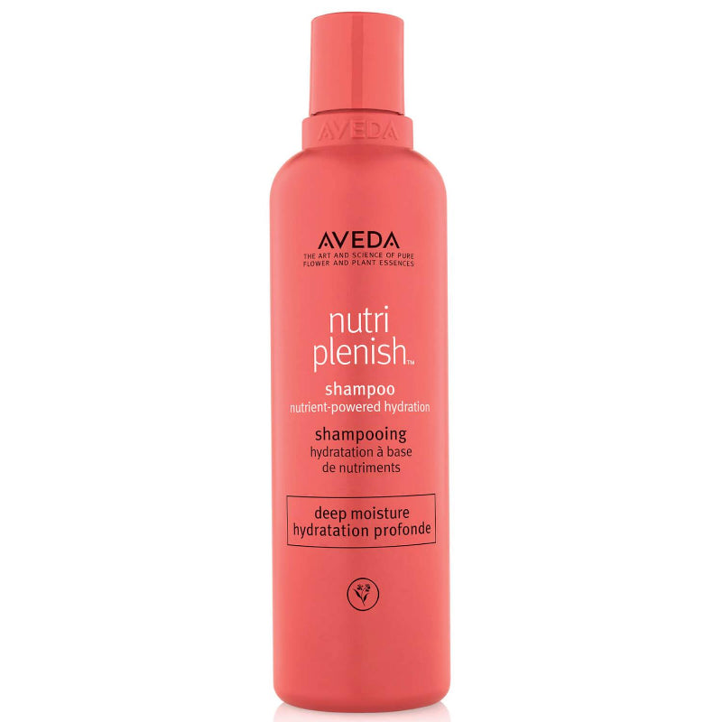 Aveda Nutriplenish shampoo bottle on a white background