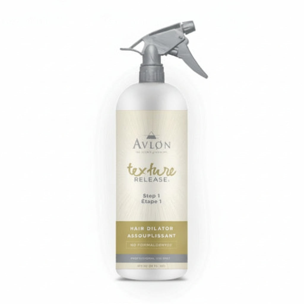 Avlon hair dilator spray bottle on a white background