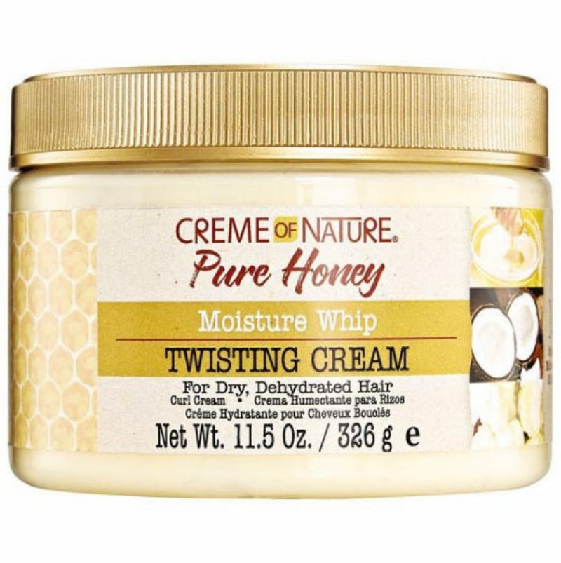 Creme of Nature Pure Honey Moisture Whip Twisting Cream jar on a white background