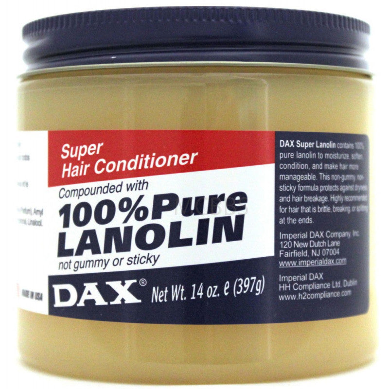 DAX Super Hair Conditioner jar with lanolin on a white background