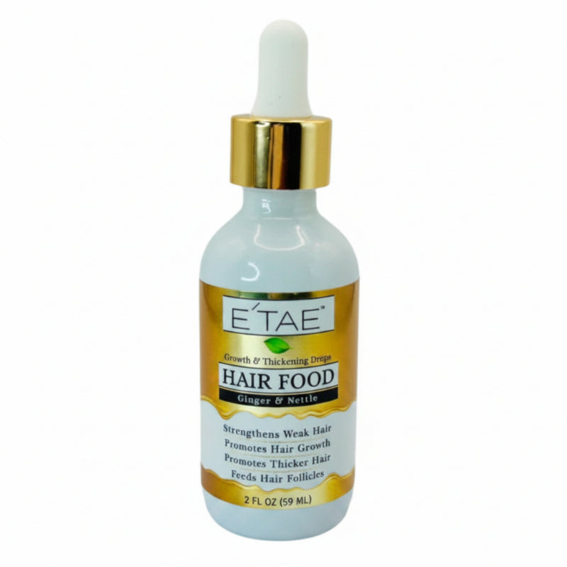 E'tae Hair Food Thickening & Enhancer 80ml bottle with dropper, designed for thicker, healthier hair.