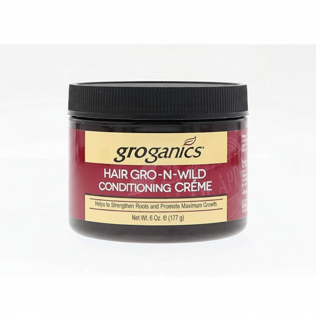 Groganics Hair Gro-N-Wild Conditioning Creme jar on a white background