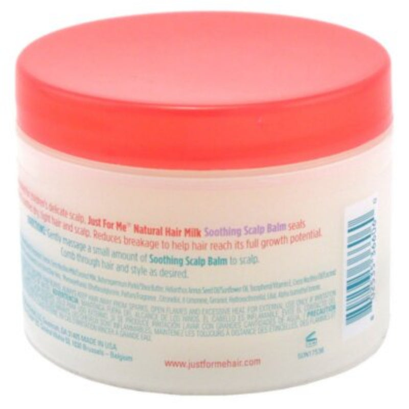 Jar of 'Just For Me' natural hair milk with a red lid on a white background