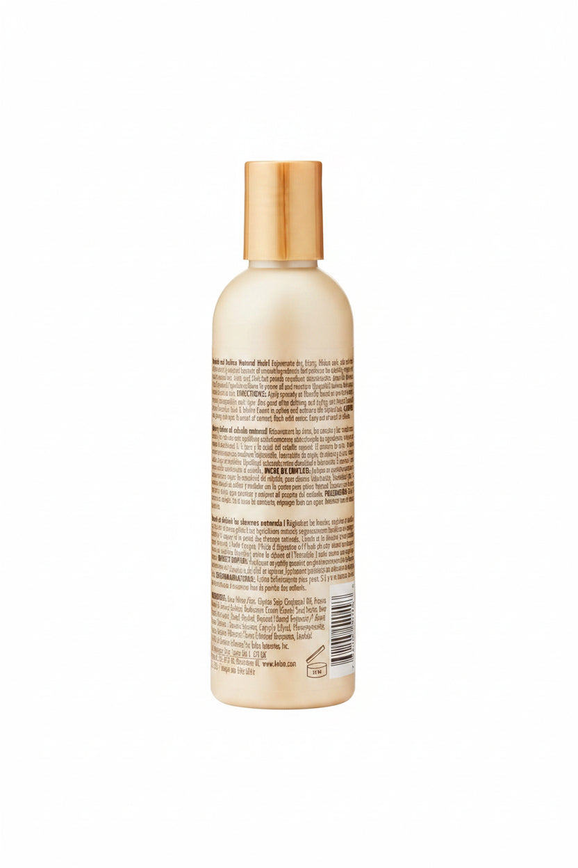 Skincare bottle with gold cap and detailed label on a white background