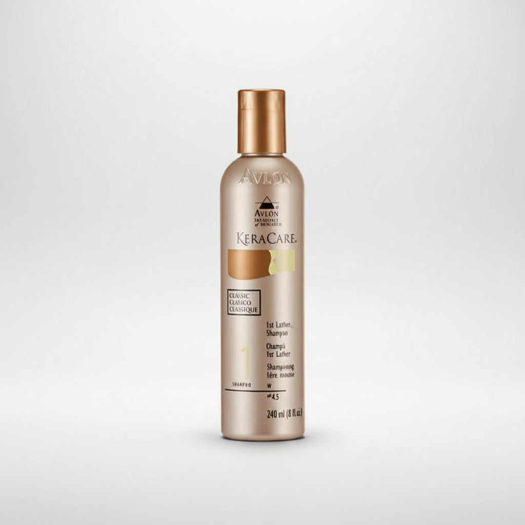 Avlon KeraCare shampoo bottle on a white background