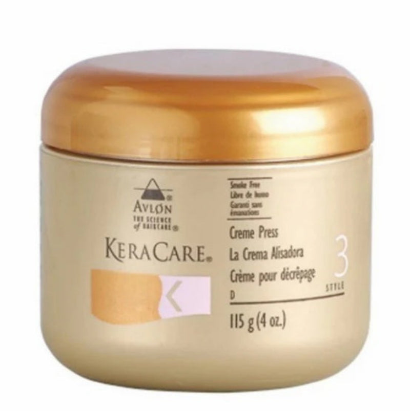 KeraCare Avlon hair care product jar with gold lid on a white background
