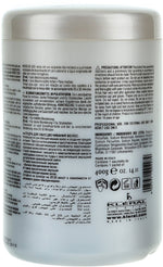 Back label of a hair product container with text and branding
