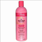 Pink bottle of L'Oreal Paris Pink Oil Moisturizer Hair Lotion on a white background