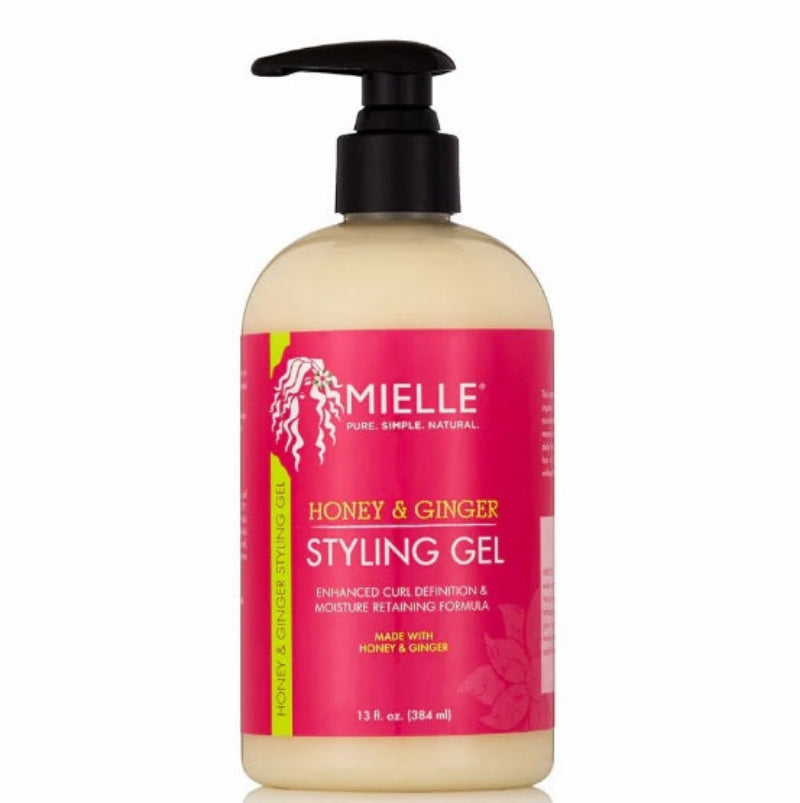 Bottle of Mielle Honey & Ginger Styling Gel on a white background