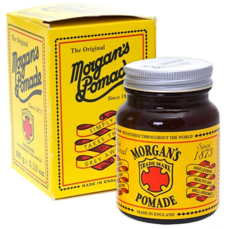 Morgan's Pomade jar and box on a white background