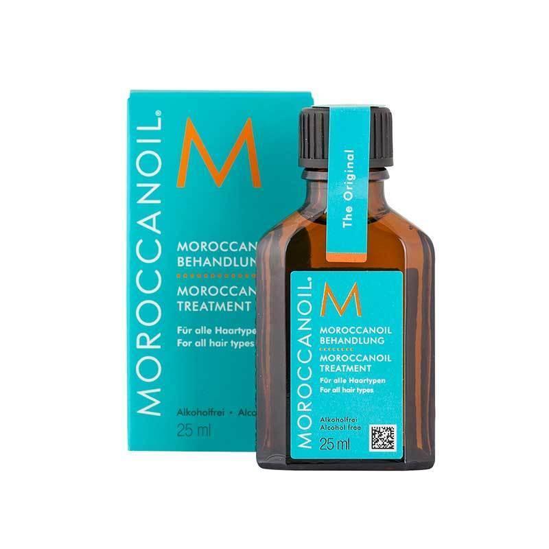Moroccanoil hair treatment bottle and packaging on a white background