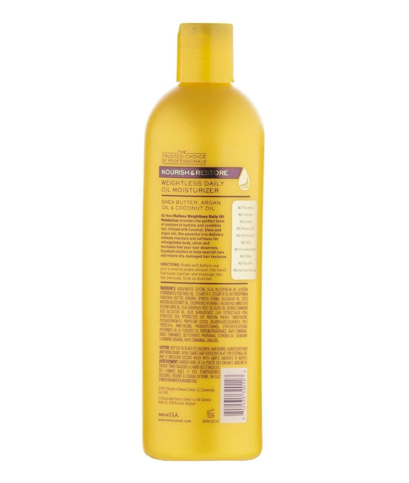 Yellow bottle of Nourish & Care product on a white background