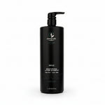 Black shampoo bottle with pump labeled 'awapuhi' on a white background