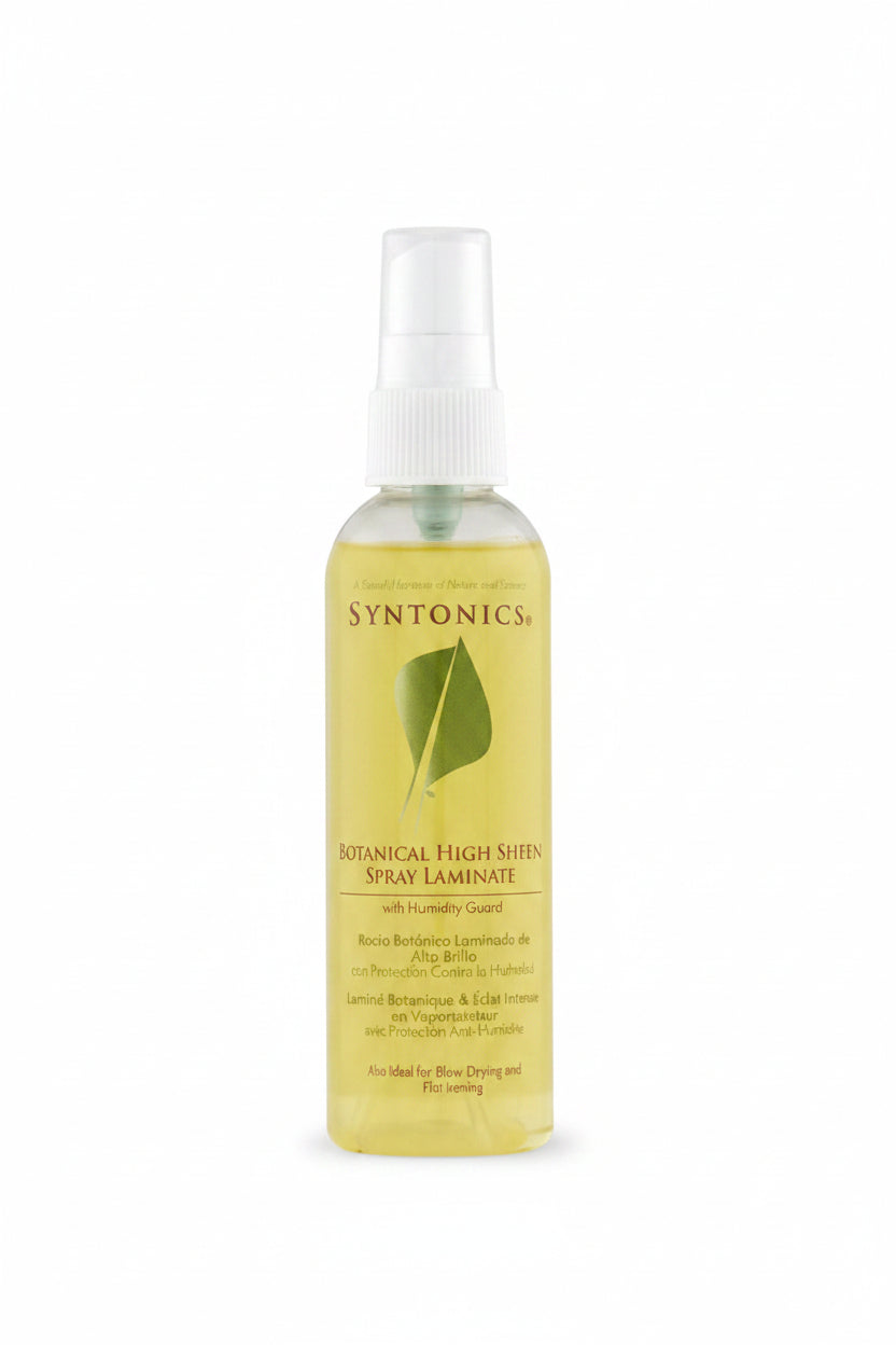 Syntonics botanical high shine spray laminate bottle on a white background
