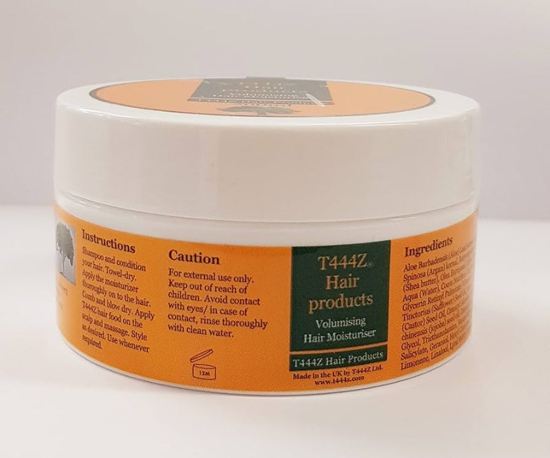 T44Z Hair products jar with orange label on a white background