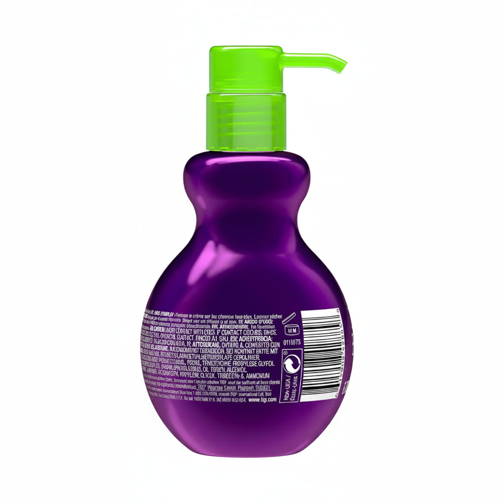 Purple bottle with green pump on a white background