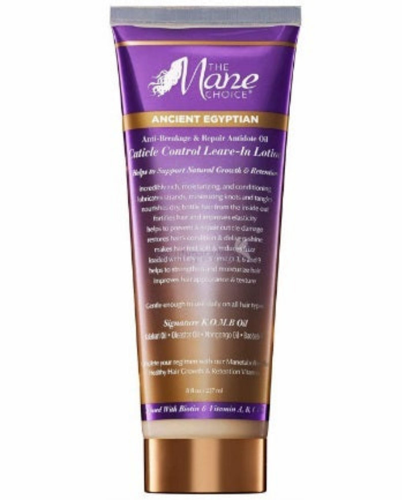 Tube of 'The Mane Choice' Ancient Egyptian hair product on a white background