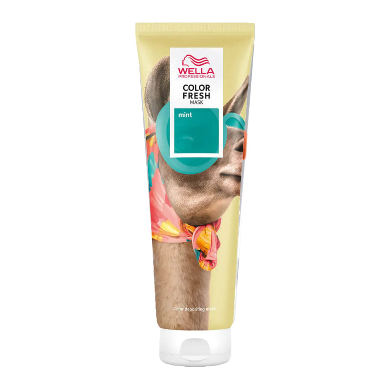 Wella Color Fresh mask tube with a horse's face on the label against a white background