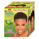 Olive Miracle hair product box with a woman's face on a green background