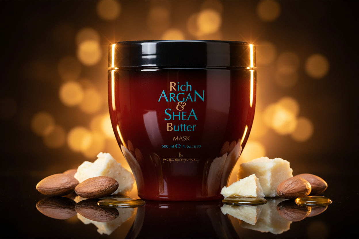 Kleral Rich Argan & Shea Butter hair mask jar on a white background