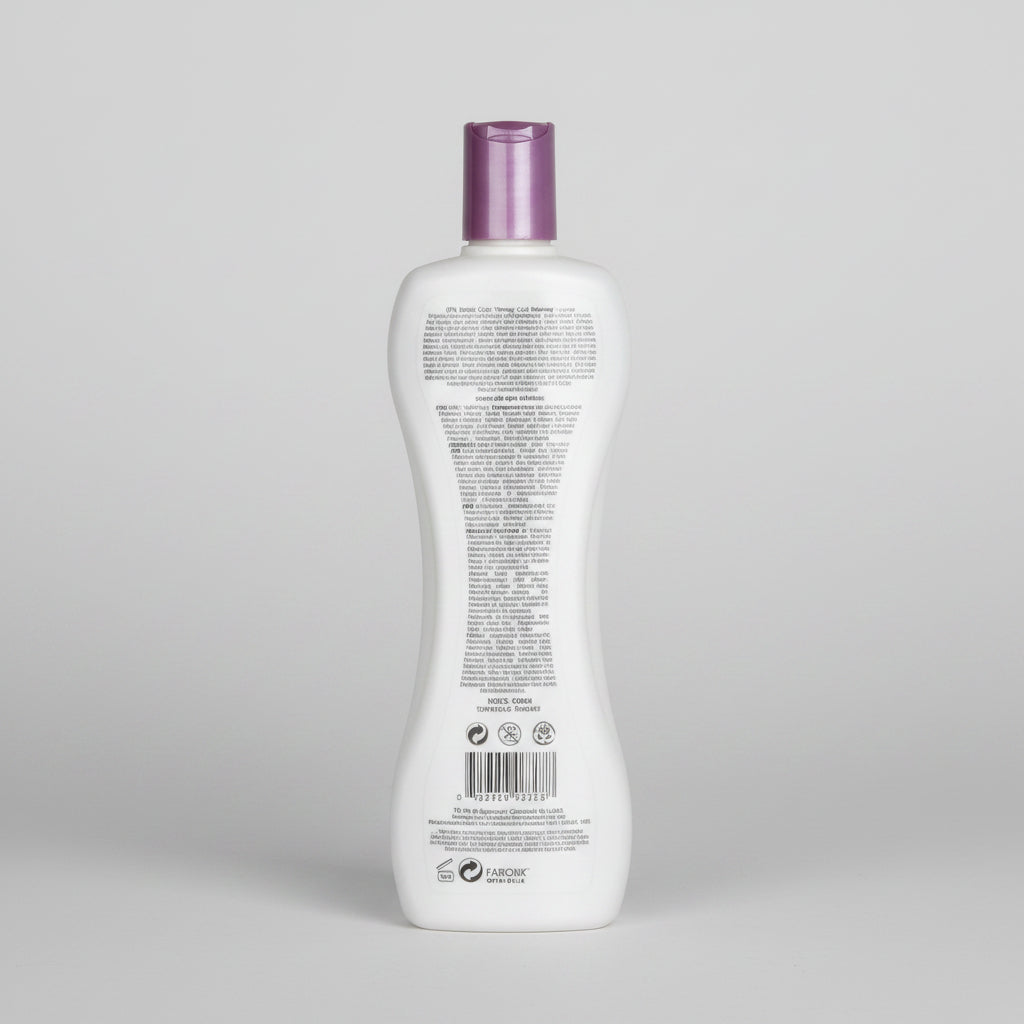 Bottle with a purple cap on a white background