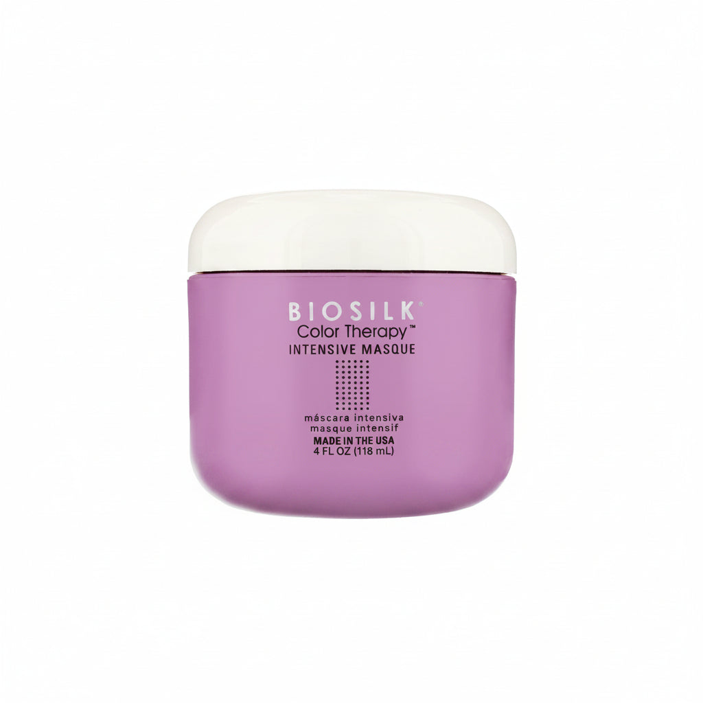 Purple container of Biosilk Color Therapy Intensive Masque on a white background
