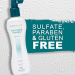 Biosilk shampoo bottle with 'Sulfate, Paraben & Gluten Free' text on a textured background