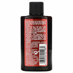 Back label of a hair product bottle with text and a barcode on a white background