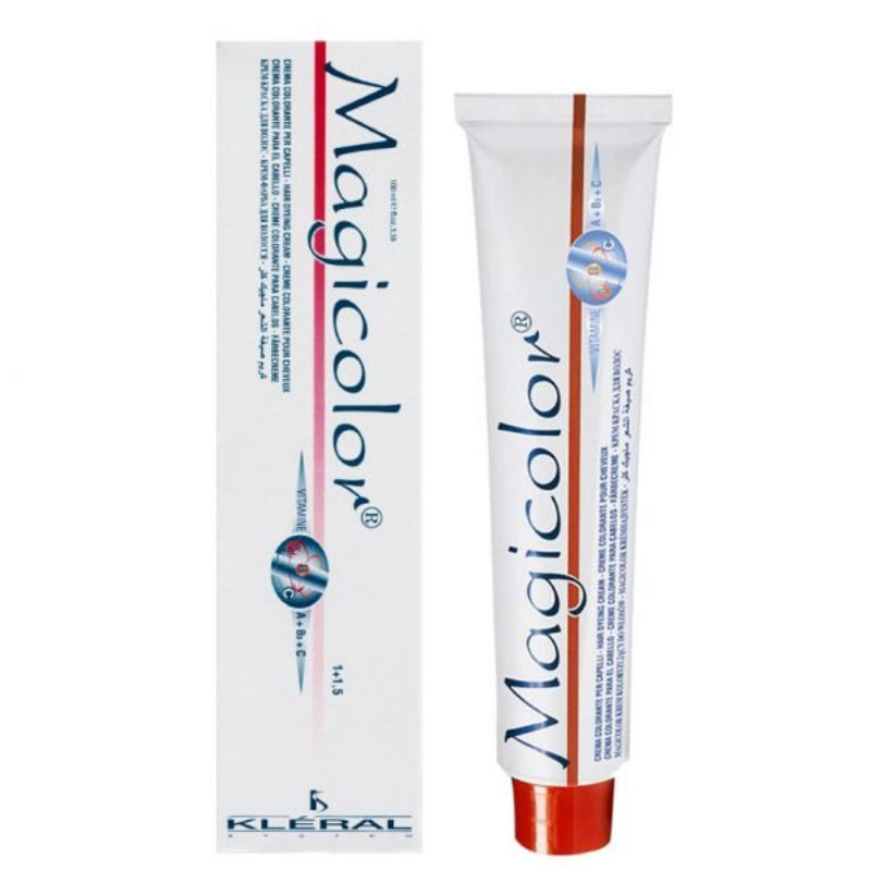 Magicolor hair color tube and packaging on a white background